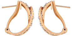 ESTATE WIDE 1.75CT DIAMOND 18KT ROSE GOLD CLUSTER SWIRL CLIP ON HANGING EARRINGS