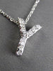 ESTATE .20CT DIAMOND 14KT WHITE GOLD 3D " Y " INITIAL FLOATING PENDANT #13039