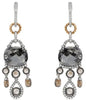 EXTRA LARGE 16.86CT WHITE & MOCHA DIAMOND 18K WHITE & ROSE GOLD HANGING EARRINGS