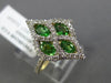 ESTATE 1.25CT DIAMOND & TSAVORITE 14K WHITE GOLD MULTI LEAF INFINITY FLOWER RING