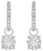 ESTATE .89CT DIAMOND 14KT WHITE GOLD 3D CLUSTER FLOWER FUN HANGING EARRINGS