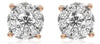 ESTATE .39CT DIAMOND 14K ROSE GOLD 3D CLASSIC SOLITAIRE FLOWER FUN STUD EARRINGS