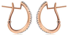 2.45CT WHITE & MOCHA DIAMOND 14KT ROSE GOLD MULTI WAVE CLIP ON HANGING EARRINGS