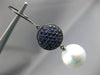 EXTRA LARGE 3.6CT AAA SAPPHIRE & SOUTH SEA PEARL 18K BLACK GOLD HANGING EARRINGS