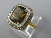 LARGE 3.30CT WHITE & CHOCOLATE FANCY DIAMOND & SMOKY TOPAZ 14K 2 TONE GOLD RING