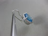 ESTATE MASSIVE 9.90CT DIAMOND & BLUE TOPAZ 14KT WHITE GOLD OVAL HANGING EARRINGS