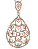ESTATE LARGE 1.88CT DIAMOND 14KT ROSE GOLD CLASSIC OPEN FLOWER TEAR DROP PENDANT
