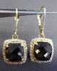 ESTATE LARGE 4.36CTW DIAMOND & AAA SMOKY TOPAZ 14K YELLOW GOLD HANGING EARRINGS