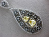 LARGE 3.09CT WHITE & FANCY YELLOW DIAMOND & AAA SAPPHIRE 14K 2 TONE GOLD PENDANT