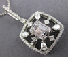 ESTATE LARGE .98CT DIAMOND 14KT WHITE GOLD 3D FLOWER SQUARE FILIGREE PENDANT