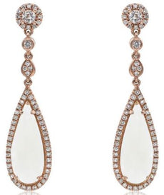 3.90CT DIAMOND AAA WHITE TOPAZ & LEMON QUARTZ 18KT ROSE GOLD HANGING EARRINGS