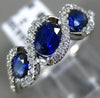 ESTATE 1.31CT DIAMOND & AAA SAPPHIRE 18K WHITE GOLD THREE STONE ANNIVERSARY RING