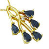 ESTATE 1.32CT DIAMOND & AAA SAPPHIRE 14KT YELLOW GOLD 5 STONE TEAR DROP PENDANT