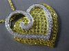 LARGE 2.49CT DIAMOND & YELLOW SAPPHIRE 18K 2TONE GOLD DOUBLE HEART SWIRL PENDANT