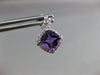 ESTATE 2.48CT DIAMOND & AMETHYST 14KT WHITE GOLD 3D SQUARE HANGING STUD EARRINGS