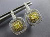 1.0CT WHITE & FANCY YELLOW DIAMOND 14KT 2 TONE GOLD SQUARE LEVER BACK EARRINGS