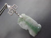 ANTIQUE LARGE .26CT DIAMOND & AAA JADE 18KT WHITE GOLD 3D HAND ETCHED EARRINGS