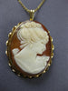 ANTIQUE LARGE 14KT YELLOW GOLD 3D CLASSIC HANDCRAFTED LADY CAMEO PENDANT #24044