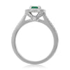 ESTATE .68CT DIAMOND & AAA COLOMBIAN EMERALD 18K WHITE GOLD HALO ENGAGEMENT RING