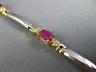 ESTATE 2.10CT DIAMOND & AAA RUBY 14KT TWO TONE GOLD THREE STONE TENNIS BRACELET