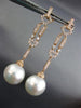 ESTATE LONG .76CT DIAMOND & AAA SOUTH SEA PEARL 18KT ROSE GOLD HANGING EARRINGS