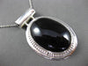 ESTATE LARGE 925 SILVER & AAA BLACK ONYX OVAL MILGRAIN FLOATING PENDANT #2967