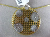 ESTATE LARGE .80CT DIAMOND 14KT YELLOW GOLD 3D CIRCULAR FLOWER CHECKER PENDANT