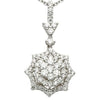 ESTATE .94CT DIAMOND 18KT WHITE GOLD CLUSTER FLOWER SNOW FLAKE FLOATING PENDANT