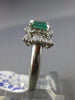 ESTATE 1.39CT ROUND BAGUETTE DIAMOND & AAA EMERALD PLATINUM ENGAGEMENT RING F/G