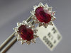 ESTATE 2.32CT DIAMOND & AAA RUBY 14K WHITE GOLD OVAL FLOWER STUD EARRINGS #25794