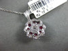 ESTATE 2.4CT DIAMOND & AAA RUBY 18K WHITE GOLD SOLITAIRE FLOWER FLOATING PENDANT