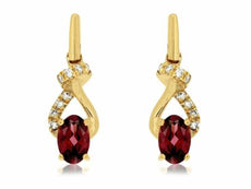 1.20CT DIAMOND & AAA RHODOLITE 14K YELLOW GOLD 3D OVAL INFINITY HANGING EARRINGS