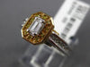 ESTATE 1.30CT WHITE & YELLOW DIAMOND 14KT 2 TONE GOLD 3D OCTAGON ENGAGEMENT RING