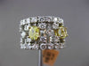 ESTATE WIDE 3.51CT WHITE & FANCY YELLOW DIAMOND 18KT WHITE GOLD ETOILE FUN RING