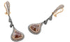 LARGE 8.31CT WHITE & MOCHA DIAMOND 18K ROSE GOLD TEAR DROP HALO HANGING EARRINGS