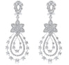 EXTRA LARGE 5.99CT DIAMOND 18KT WHITE GOLD FLOWER TEAR DROP FUN HANGING EARRINGS