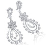 EXTRA LARGE 5.99CT DIAMOND 18KT WHITE GOLD FLOWER TEAR DROP FUN HANGING EARRINGS