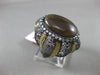 ANTIQUE EXTRA LARGE .90CT DIAMOND & AGATE 14KT BLACK & YELLOW GOLD FILIGREE RING