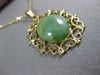 ANTIQUE WIDE AAA JADE 14KT YELLOW GOLD 3D FILIGREE HEART FLOATING PENDANT #24042