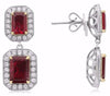 GIA 5.06CT DIAMOND & AAA RUBY 18K TWO TONE GOLD 3D HEXGAON HALO HANGING EARRINGS
