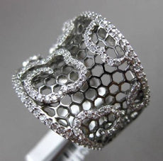 ANTIQUE LARGE .61CT DIAMOND 18KT BLACK & WHITE GOLD 3D FLOATING FLORAL MESH RING