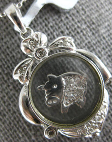 ESTATE .12CT DIAMOND 18KT WHITE GOLD 3D HAPPY PIG FLOATING PENDANT