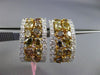 ESTATE GIA LARGE 5.82CT WHITE & FANCY INTENSE DIAMOND 18K TWO TONE GOLD EARRINGS