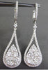 ESTATE LARGE 2.60CT DIAMOND 18KT WHITE GOLD 3D HALO PEAR DROP HANGING EARRINGS