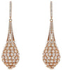 LARGE 3.34CT DIAMOND 18KT ROSE GOLD 3D CLUSTER TEAR DROP FUN HANGING EARRINGS