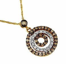 .42CT WHITE & CHOCOLATE FANCY DIAMOND 14KT YELLOW GOLD 3D CIRCLE OF LIFE PENDANT