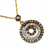 .42CT WHITE & CHOCOLATE FANCY DIAMOND 14KT YELLOW GOLD 3D CIRCLE OF LIFE PENDANT