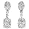 ESTATE 1.60CT DIAMOND 18K WHITE GOLD 3D CLUSTER DOUBLE OVAL FUN HANGING EARRINGS