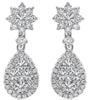 1.45CT DIAMOND 18KT WHITE GOLD 3D CLUSTER TEAR DROP SNOWFLAKE HANGING EARRINGS