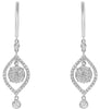 .72CT DIAMOND 18KT WHITE GOLD 3D CLUSTER TEAR DROP SOLITAIRE HANGING EARRINGS